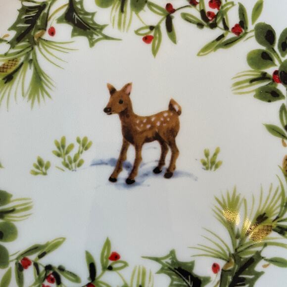 Ceramica Cuore Christmas Ceramic Appetizer Plates 8in Made in Italy Set of 4 New - Picture 3 of 15